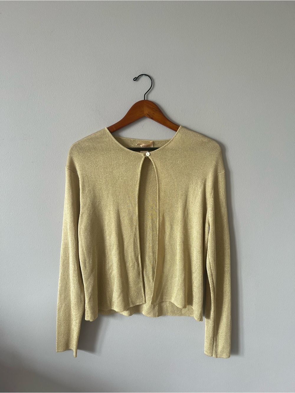 Brooks Brothers Gold Single-Button Open-Front Cardigan